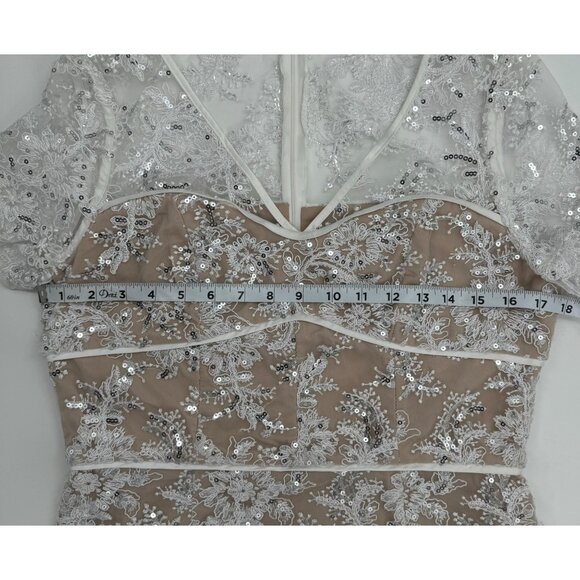 NWT Shani V neck Embroidery Short Sleeve Lace Sequin Cocktail Dress Size 8 - Picture 8 of 15